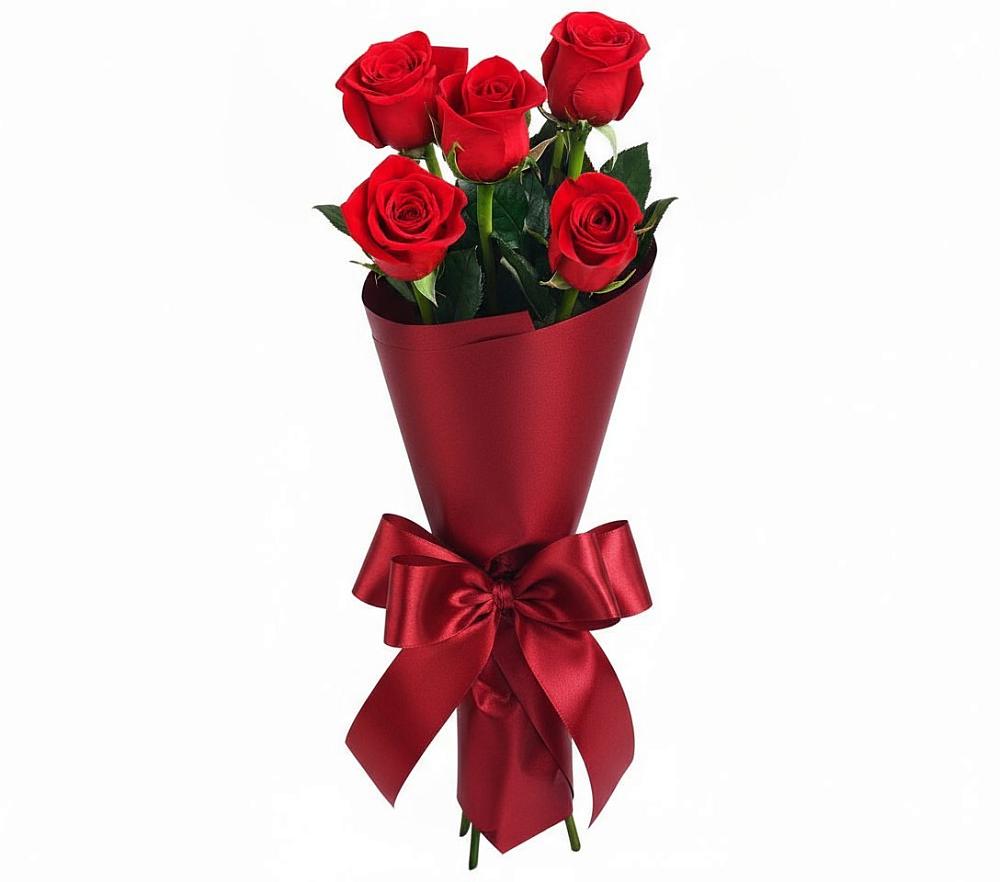 Букет 5 Красных роз Эдлесс Лав в Лёвинцы