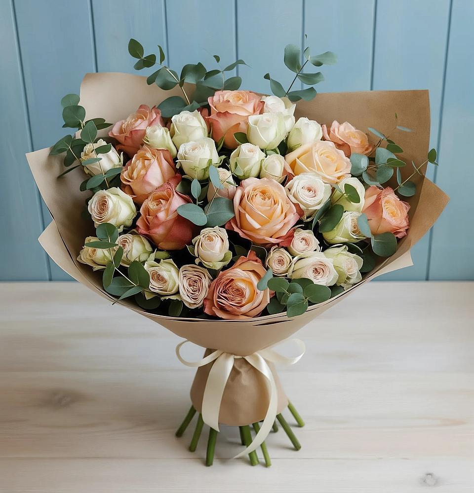 Букет цветов из: Альстромерии и Розы в Лёвинцы