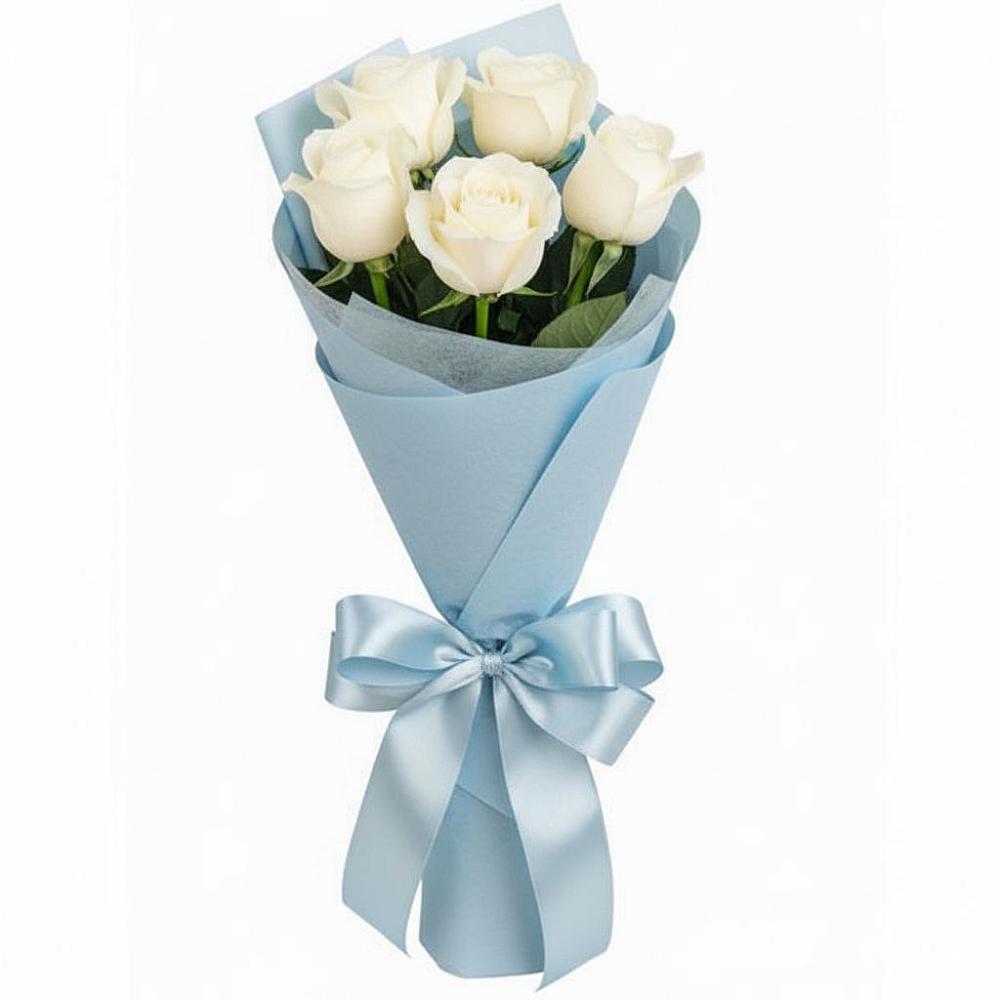 Букет 5 Белых роз Проуд в Лёвинцы