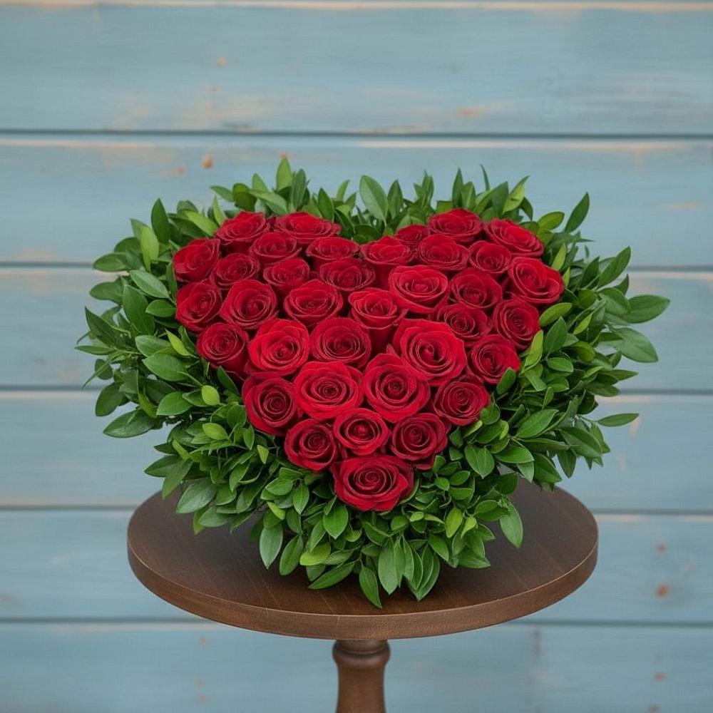 Цветочная композиция из Розы в виде сердца в Лёвинцы