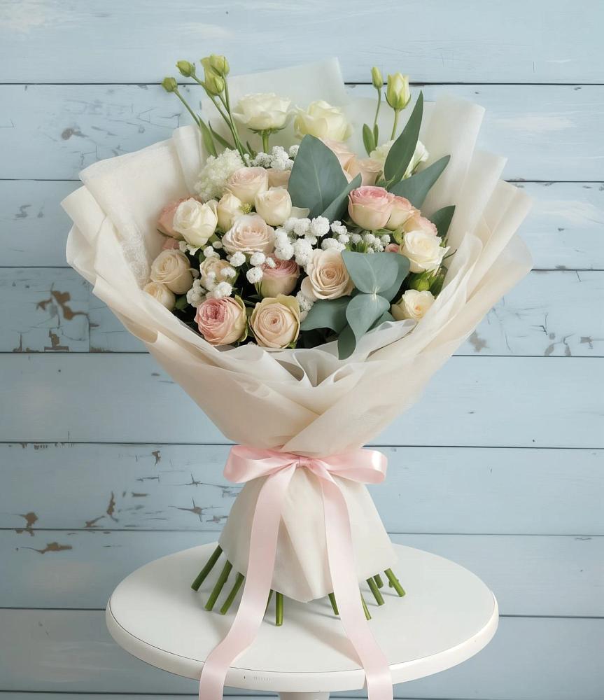 Букет цветов из: Розы и Лизиантусы в Лёвинцы