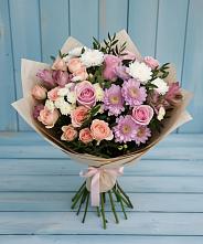 Букет цветов из:  Хризантемы, Розы и Альстромерии в Лёвинцы