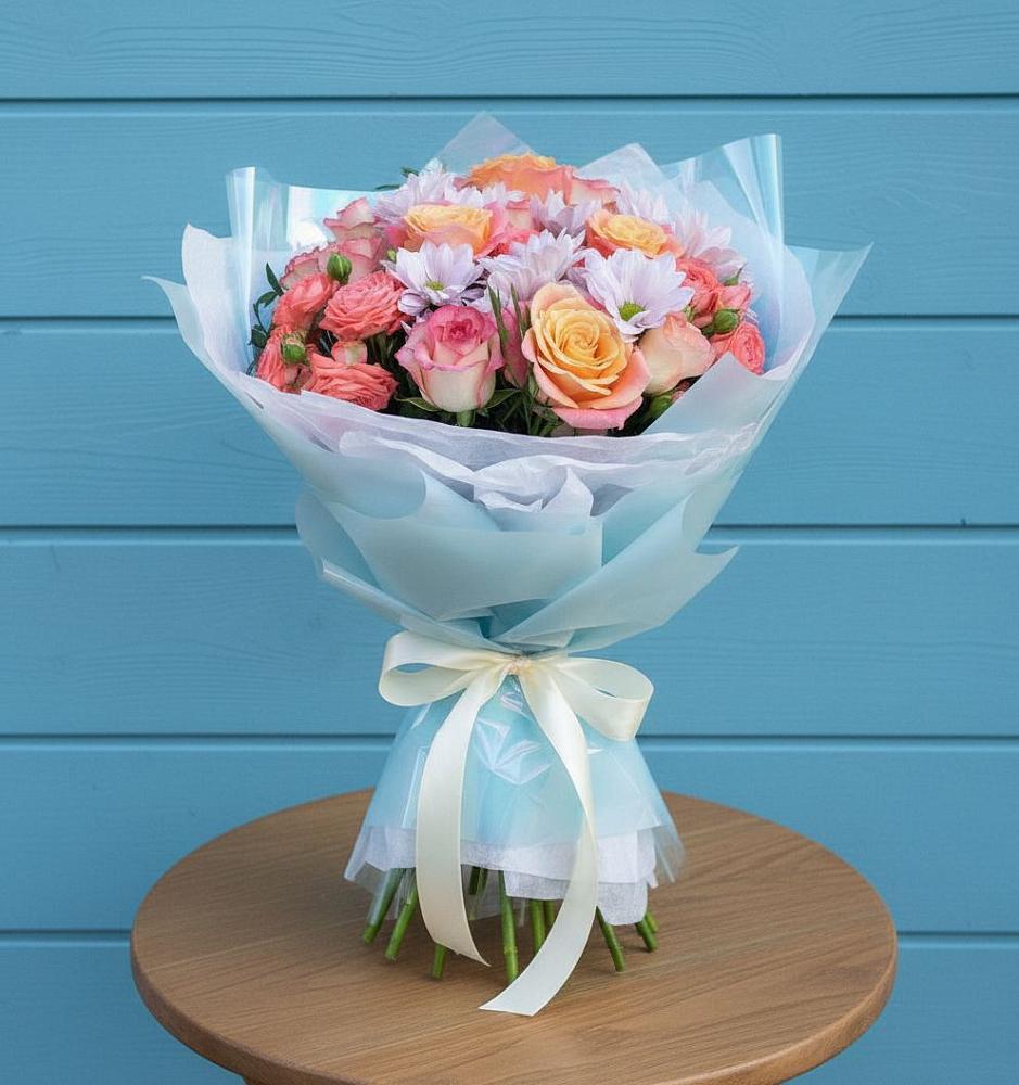 Букет цветов из: Хризантемы и Розы в Лёвинцы